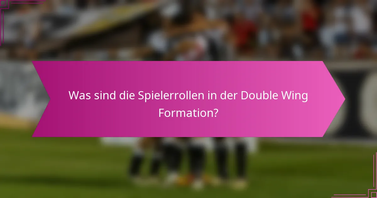 Was sind die Spielerrollen in der Double Wing Formation?
