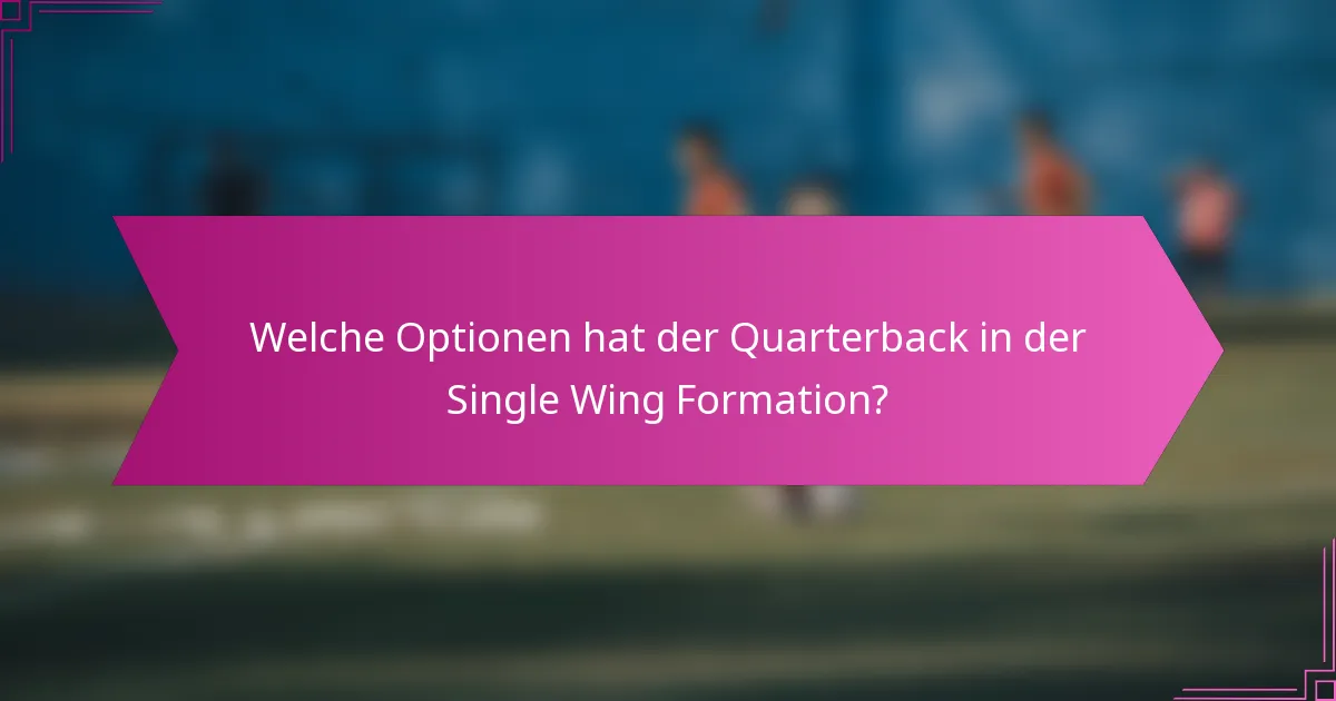 Welche Optionen hat der Quarterback in der Single Wing Formation?
